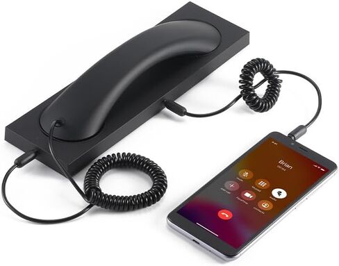 Fumei 3.5mm Retro Telephone Handset Reduce Cell Phone Radiation Mic Speaker Handheld Receiver for Andriod Phone iPhone/iPad (Black) in Saudi Arabia