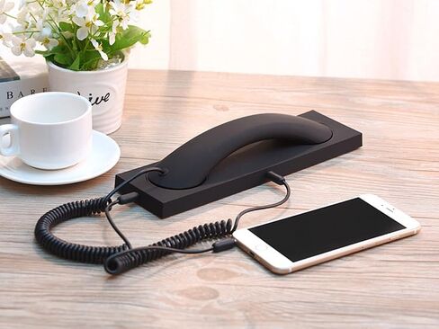 Fumei 3.5mm Retro Telephone Handset Reduce Cell Phone Radiation Mic Speaker Handheld Receiver for Andriod Phone iPhone/iPad (Black) in Saudi Arabia