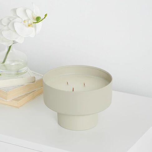 ديكو 79 شمعة ديكور معدنية بيضاء معطرة برائحة المريمية غير اللامعة 50 أونصة 3 شمعة عطرية فتيل مع شمع أبيض، شمعة شمع عطرية 7 بوصة × 7 بوصة × 5 بوصة، رمادي in Kuwait