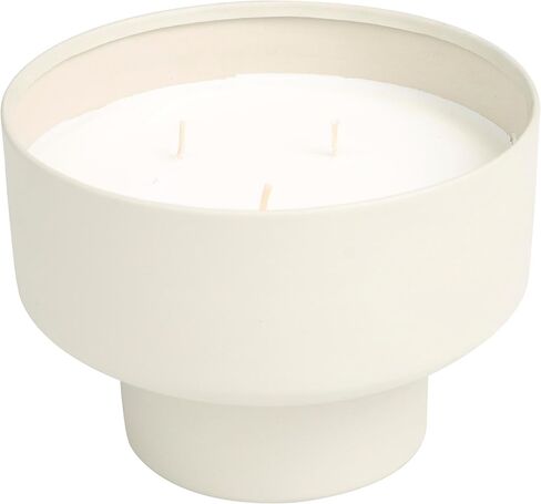 ديكو 79 شمعة ديكور معدنية بيضاء معطرة برائحة المريمية غير اللامعة 50 أونصة 3 شمعة عطرية فتيل مع شمع أبيض، شمعة شمع عطرية 7 بوصة × 7 بوصة × 5 بوصة، رمادي in Kuwait