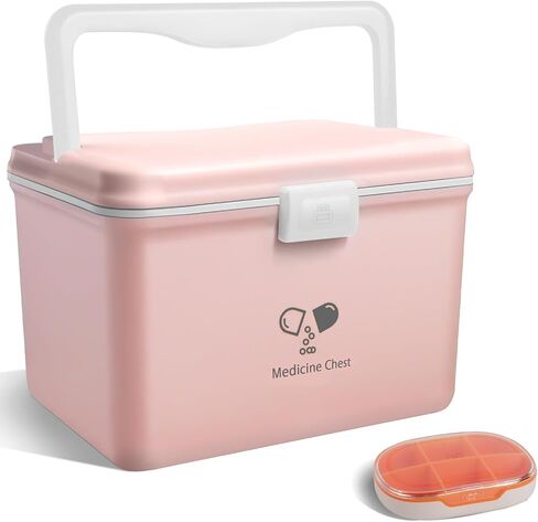Medicine Box With Latch Lock,Box For Medication with Pill Case To Store Medicine And Pill,12.63 * 9.88 * 9.05 inches,Blue in Saudi Arabia