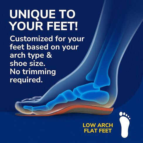 حشوة كاملة الطول لتقويم العظام من Dr.Scholl's® Custom Fit®، CF 690، مخصصة لقدمك وقوسك، تخفيف فوري للآلام طوال اليوم، أسفل الظهر، الركبة، اللفافة الأخمصية، الكعب، النعال الداخلية تناسب أحذية الرجال والنساء in Kuwait