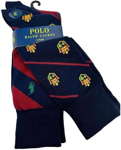 Polo Ralph Lauren Mens 2 Pack Dress Socks, Navy/Red, Sock Size 13-16 XL, X-Large Big in Saudi Arabia