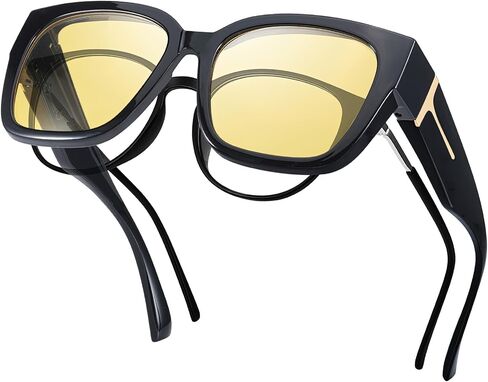 Trendy Oversized Fit Over Night Vision Driving Glasses Anti Glare for Women Polarized Nighttime Glasses IF7511 in Kuwait