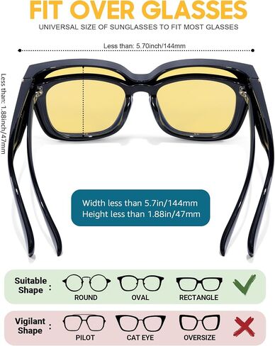 Trendy Oversized Fit Over Night Vision Driving Glasses Anti Glare for Women Polarized Nighttime Glasses IF7511 in Kuwait