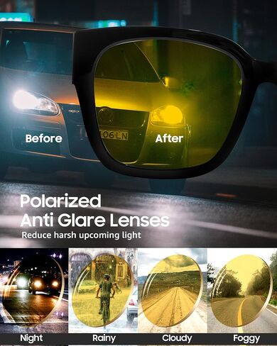 Trendy Oversized Fit Over Night Vision Driving Glasses Anti Glare for Women Polarized Nighttime Glasses IF7511 in Kuwait