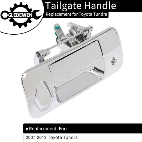 Gledewen Chrome Tailgate Door Handle, Compatible with 2007-2013 Toyota Tundra, Exterior Rear w/Camera Hole | Replaces 69090-0C051,690900C051,81214 Liftgate Outside Door Latch Handle in Saudi Arabia