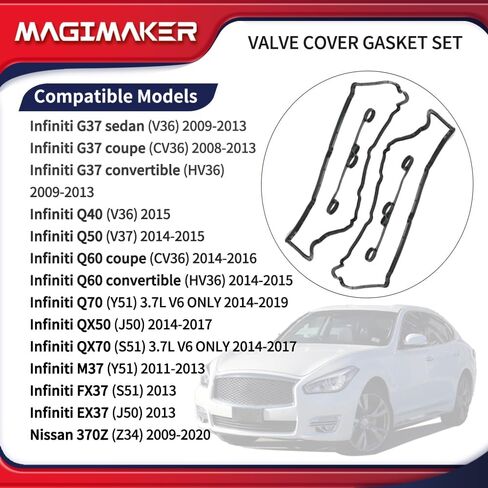 مجموعة حشية غطاء الصمام متوافقة مع إنفينيتي G37 Q40 Q50 Q60 QX50 QX70 M37 FX37 2008-2019، نيسان 370Z 2009-2020 استبدال 13270-EY01A 13270-EY01B 13271-EY00A in Kuwait