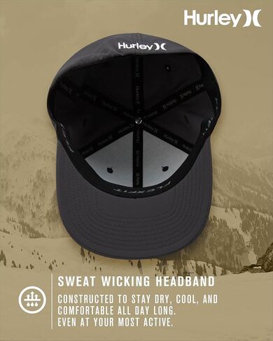 Hurley Men's Baseball Cap - Dana Point Cotton Ripstop Stretch Fitted Cap for Men with Gradient Embroidered Icon (Size: S-XL) in Kuwait