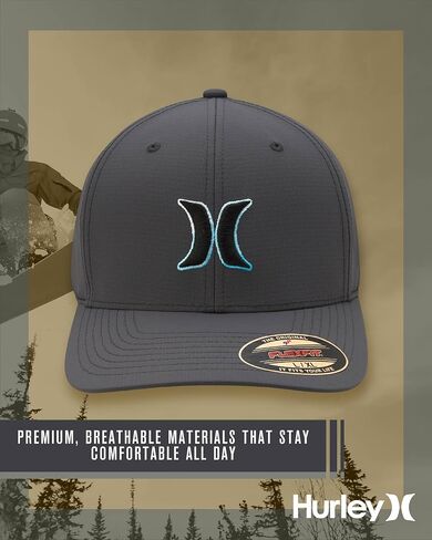 Hurley Men's Baseball Cap - Dana Point Cotton Ripstop Stretch Fitted Cap for Men with Gradient Embroidered Icon (Size: S-XL) in Kuwait