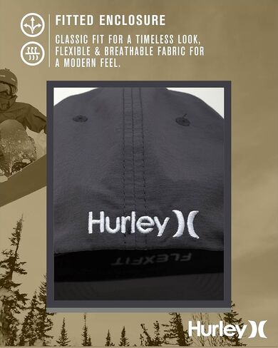 Hurley Men's Baseball Cap - Dana Point Cotton Ripstop Stretch Fitted Cap for Men with Gradient Embroidered Icon (Size: S-XL) in Kuwait