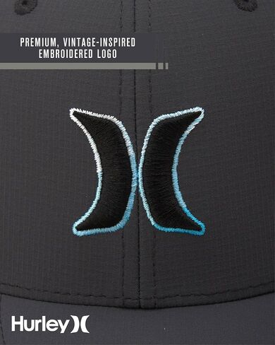 Hurley Men's Baseball Cap - Dana Point Cotton Ripstop Stretch Fitted Cap for Men with Gradient Embroidered Icon (Size: S-XL) in Kuwait