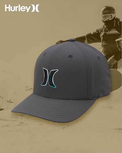 Hurley Men's Baseball Cap - Dana Point Cotton Ripstop Stretch Fitted Cap for Men with Gradient Embroidered Icon (Size: S-XL) in Kuwait