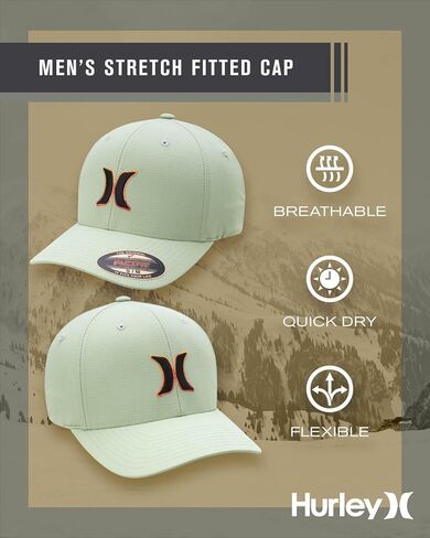 Hurley Men's Baseball Cap - Dana Point Cotton Ripstop Stretch Fitted Cap for Men with Gradient Embroidered Icon (Size: S-XL) in Saudi Arabia