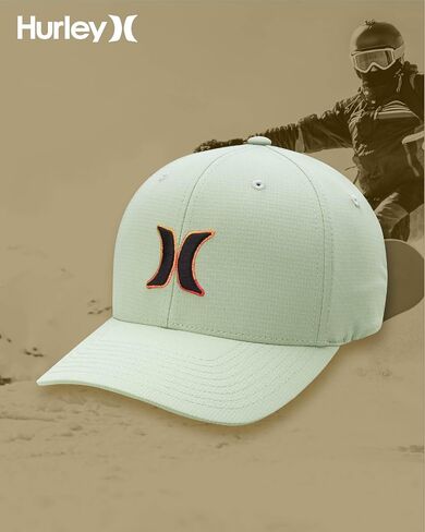 Hurley Men's Baseball Cap - Dana Point Cotton Ripstop Stretch Fitted Cap for Men with Gradient Embroidered Icon (Size: S-XL) in Saudi Arabia