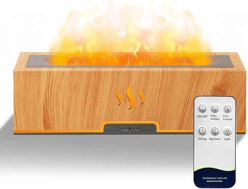 Essential Oil Diffusers, Ultrasonic Aromatherapy Diffuser with 2 Color Flame Lights, 3 in 1 Cool Mist Diffusers for Essential Oils with 2 Mist& 4 Timer for Large Room Home Office, Wood in Saudi Arabia
