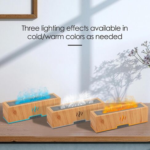 Essential Oil Diffusers, Ultrasonic Aromatherapy Diffuser with 2 Color Flame Lights, 3 in 1 Cool Mist Diffusers for Essential Oils with 2 Mist& 4 Timer for Large Room Home Office, Wood in Saudi Arabia