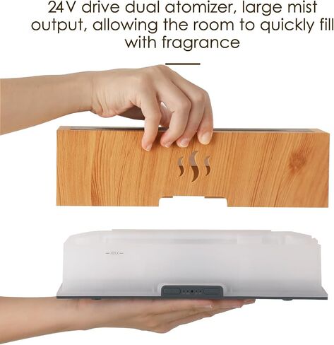 Essential Oil Diffusers, Ultrasonic Aromatherapy Diffuser with 2 Color Flame Lights, 3 in 1 Cool Mist Diffusers for Essential Oils with 2 Mist& 4 Timer for Large Room Home Office, Wood in Saudi Arabia