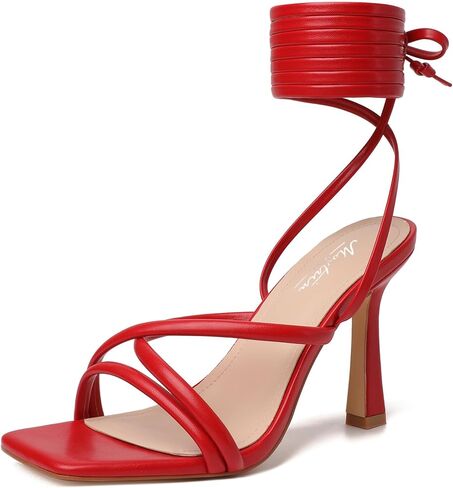 Mostrin Womens Sandals Strappy Heels for Women Lace Up Square Open Toe Heels Tie Up High Heeled Sandals for Prom, Party, Daily Wear in Saudi Arabia