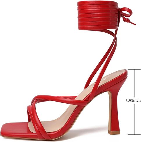 Mostrin Womens Sandals Strappy Heels for Women Lace Up Square Open Toe Heels Tie Up High Heeled Sandals for Prom, Party, Daily Wear in Saudi Arabia