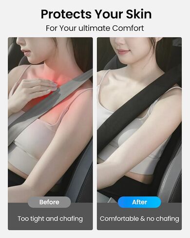 REEVAA 2025 Upgrade Car Seat Belt Cover Pad, Seat Shoulder Strap Pads, Seatbelt Covers for Women Man Adult & Kid, Car Accessories,18.9in, 2 PCS, Black in Saudi Arabia