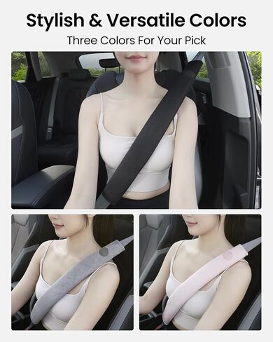 REEVAA 2025 Upgrade Car Seat Belt Cover Pad, Seat Shoulder Strap Pads, Seatbelt Covers for Women Man Adult & Kid, Car Accessories,18.9in, 2 PCS, Black in Saudi Arabia