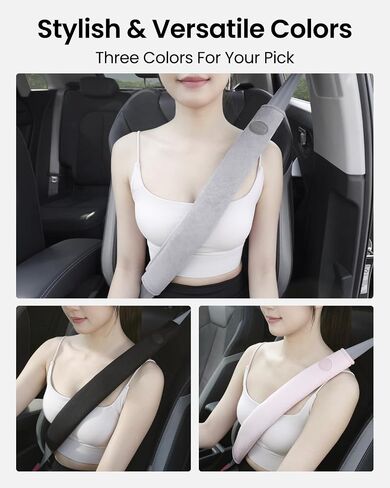 REEVAA 2025 Upgrade Car Seat Belt Cover Pad, Seat Shoulder Strap Pads, Seatbelt Covers for Women Man Adult & Kid, Car Accessories,18.9in, 2 PCS, Black in Saudi Arabia
