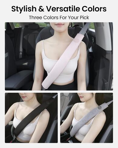 REEVAA 2025 Upgrade Car Seat Belt Cover Pad, Seat Shoulder Strap Pads, Seatbelt Covers for Women Man Adult & Kid, Car Accessories,18.9in, 2 PCS, Black in Saudi Arabia