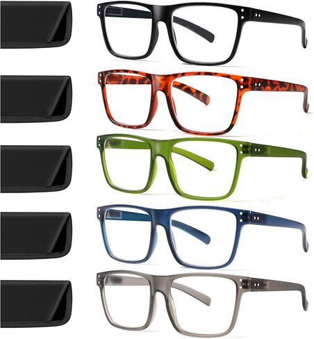 JOSCHOO 5-pack Oversized Reading Glasses Square Large Frame Readers for Men and Women in Saudi Arabia