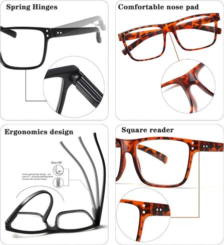 JOSCHOO 5-pack Oversized Reading Glasses Square Large Frame Readers for Men and Women in Saudi Arabia