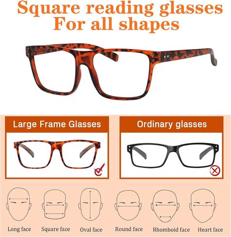 JOSCHOO 5-pack Oversized Reading Glasses Square Large Frame Readers for Men and Women in Saudi Arabia