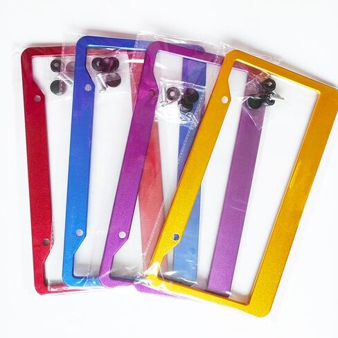 Aluminum License Plate Frame Electroplated Surface Universal USA/Canada for Men/Women for Front & Rear Car Tag Corrosion Resistant Frame UV-Proof and Waterproof (Purple) in Kuwait