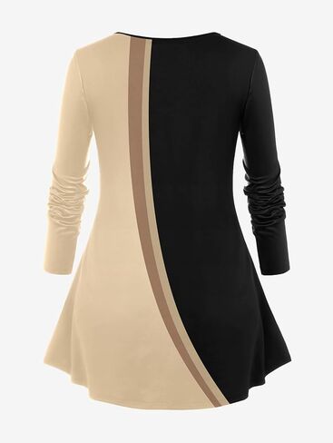 ROSEGAL Women Plus Size Two Piece Outfits Rose Print Colorblock Long Sleeve Tee and Leggings Matching Set 2 Piece Casual Set in Saudi Arabia