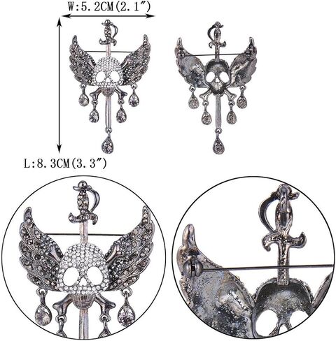EVER FAITH Austrian Crystal Halloween Skull Bone Angle Wing Teardrop Brooch Pendant in Saudi Arabia