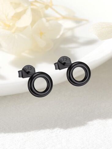 FOCALOOK 925 Sterling Silver Stud Earrings Minimalist Dainty Lightning/Bar/Triangle/Dot/Heart/Moon Star Earrings for Women Teengirls in Saudi Arabia