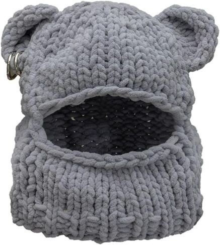 Balaclava Face Mask Women Men Y2k Ski Mask Knit Crochet Beanies Hood Hat Scarf 2 in 1 Hooded Scarf Winter Warm Beanie Hats in Kuwait