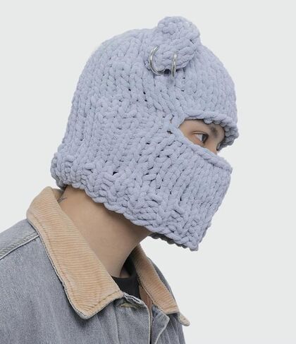 Balaclava Face Mask Women Men Y2k Ski Mask Knit Crochet Beanies Hood Hat Scarf 2 in 1 Hooded Scarf Winter Warm Beanie Hats in Kuwait