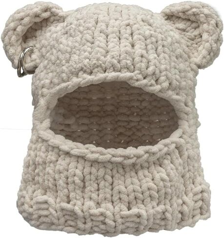 Balaclava Face Mask Women Men Y2k Ski Mask Knit Crochet Beanies Hood Hat Scarf 2 in 1 Hooded Scarf Winter Warm Beanie Hats in Kuwait