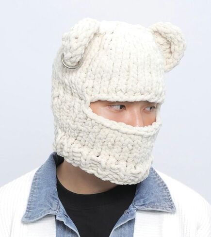 Balaclava Face Mask Women Men Y2k Ski Mask Knit Crochet Beanies Hood Hat Scarf 2 in 1 Hooded Scarf Winter Warm Beanie Hats in Kuwait