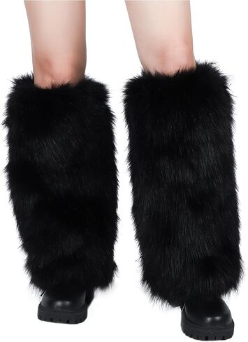 LA CARRIE Women Faux Fur Leg Warmers Long Furry Leg Foot Cuffs Girls Winter Boot Socks in Kuwait
