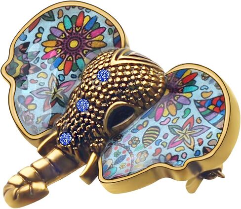 Enamel Zinc Alloy Fashion Elephant Brooches Pins Jungle Animals Trunk Rhinestone Jewelry Fun Gifts for Women Kids Girls Party Gifts Charms in Kuwait