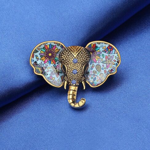 Enamel Zinc Alloy Fashion Elephant Brooches Pins Jungle Animals Trunk Rhinestone Jewelry Fun Gifts for Women Kids Girls Party Gifts Charms in Kuwait