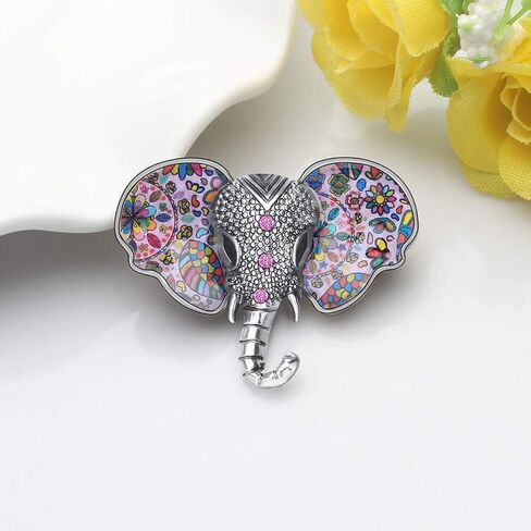 Enamel Zinc Alloy Fashion Elephant Brooches Pins Jungle Animals Trunk Rhinestone Jewelry Fun Gifts for Women Kids Girls Party Gifts Charms in Kuwait