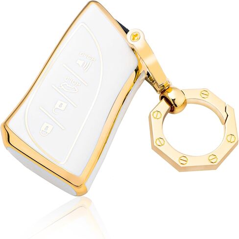 YHC Key Fob Cover for Lexus with Gold Keychain fit ES350 LC500 LS500 UX200 GX460 in Saudi Arabia