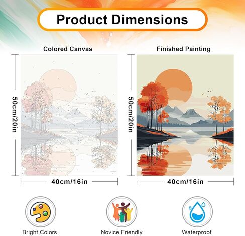 GUMONE Paint by Numbers Kit for Adults,Sunset Beach Paint by Numbers Kit for Adults,DIY Paint by Numbers Acrylic Paint Canvas Flowers Painting Kits Art 16x20 Inch in Saudi Arabia
