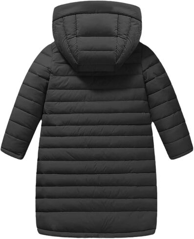 Boys Girls Long Lightweight Hooded Puffer Jacket Packable Autumn and Winter Long Down Coats in Kuwait