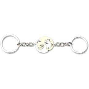 Matching Keychains for Couples Best Friends Birthday Gifts for Couple Xmas Gifts 2Pcs Gold Silver Cat Round Heart