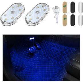 Ziciner 2 PCS Car Led Lights Interior, Super Bright Car Wireless Bulb, USB Rechargeable Auto Led Festoon Bulb, Universal Vehicle Accessories for Cars, Trucks, SUVs, Vans (Colorful, 2 PCS)