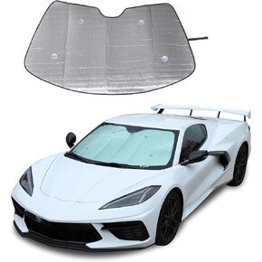 Windshield Sunshade Fit for Chevrolet Corvette C8 2020-2024, Folding Car Sun Shade for Front Window, Auto Sun Protection Visors Blocks UV Rays and Keeps Vehicle Cool (Front)