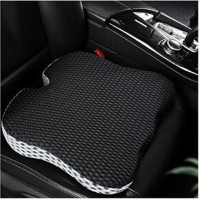 Car Seat Cushion, Auto Gel Infused Memory Foam Cushion for Driver Comfortable Driving Hip Pressure Relief Office Chair, Universal for Vehicles and Office Chairs (Gray/Black)